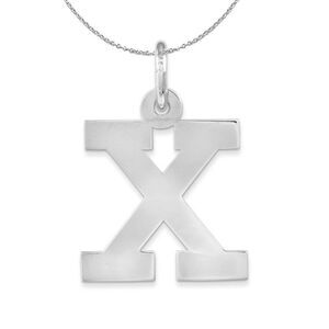 Silver Amanda Collection Medium Block Style Initial X Necklace - 24 In